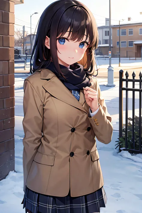 Winters，Big Schools，In front of the school gate，Background with