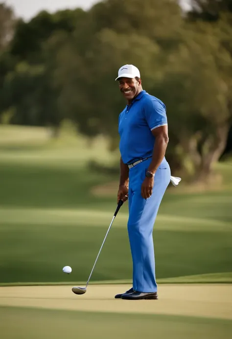 A photo of Simpson playing golf at a prestigious country club,original,O.J. Simpson, “The Juice”,  a former American football star, had a commanding athletic build, standing at 6’1” with a strong, muscular frame indicative of his years as a professional at...