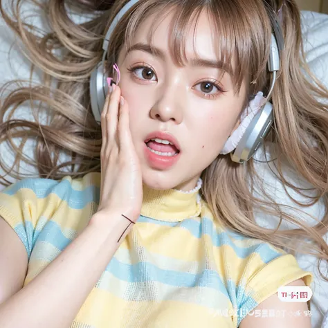 Chica arafed acostada en una cama con auriculares en la cabeza., Lalisa Manobal, Hermosa Delphine, ulzzang, Lalisa Manoban de Blackpink, Retrato realista kawaii, Shikamimi, Chica de anime en la vida real, Sakimichan, Wan adorable cara coreana, El Corte Him...