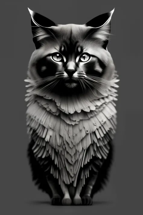 Its like a dream, valkyrie design, Symmetrical, Black workers, black and grey, pencil, simple,cat