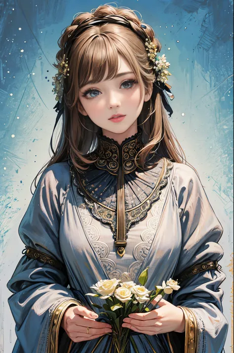 In a beautiful masterpiece with top-quality, best quality, official art, and aesthetic:1.2, there is a girl who is the core of the artwork. She has extremely detailed facial features, including beautiful detailed eyes and lips, with long eyelashes that enh...