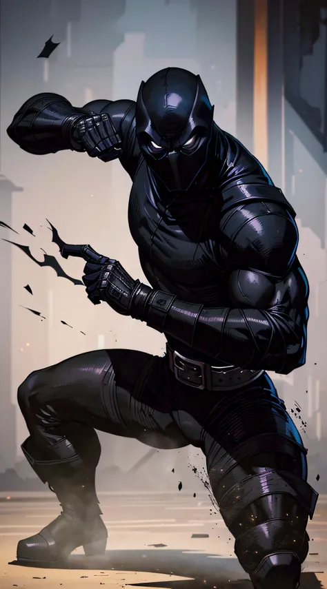 Noob Saibot from Mortal Kombat, fighting stance, shadowy figure wearing a black ninja outfit, black gloves, black boots, intricate, high detail, sharp focus, dramatic, photorealistic painting art by greg rutkowski