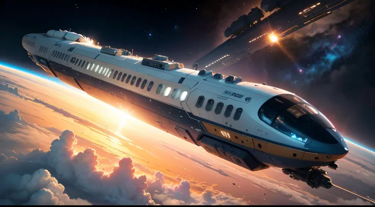 Image of the space train departing from the space station, --auto