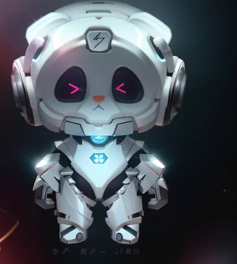 Close-up of robot panda wearing headphones, A scene from the《overwatch》echo, Cute cyber god, Mecha anthropomorphic penguin, Cute humanoid robot, from overwatch, Beautiful robot character design, Very cute robot zen, as an overwatch character, tian zi, ferr...