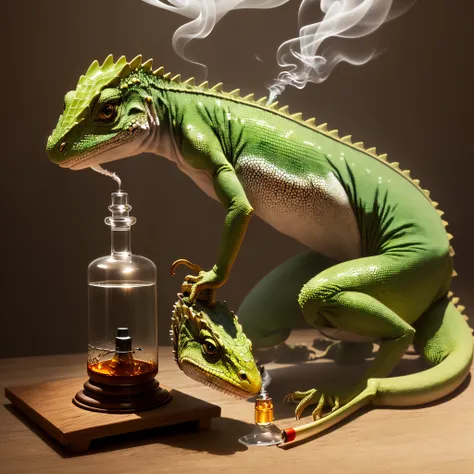 Lizard smoking bong