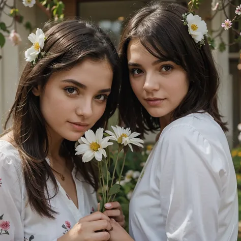 Girls with flower in hand