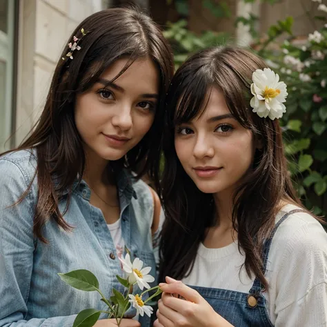 Girls with flower in hand