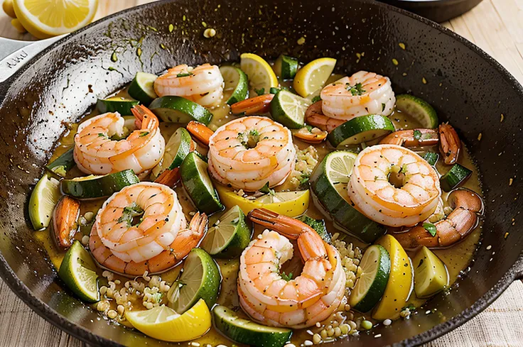 Lemon Garlic Shrimp and Vegetable Skillet Sauté shrimp, bell peppers, and zucchini in a lemon-garlic sauce. Serve over quinoa.