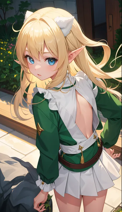 1girl in、AS-Adult、Cute Elf、Forester、a miniskirt、（small tits）、Upper body portrait、