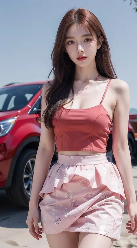 Full body lesbian，in a panoramic view，Alone,(High resolution 8K Raw lifelike,Best quality)，Fashion trendy beautiful charming woman，gentle and charming Chinese beautiful woman，Korea,K-pop idol，delicate and sexy collarbones，Charming goose egg face，二重まぶた，skil...