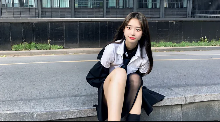 18-year-old high school girl in black miniskirt