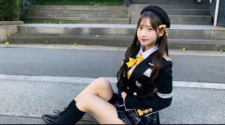 18 year old high school girl in black miniskirt uniform