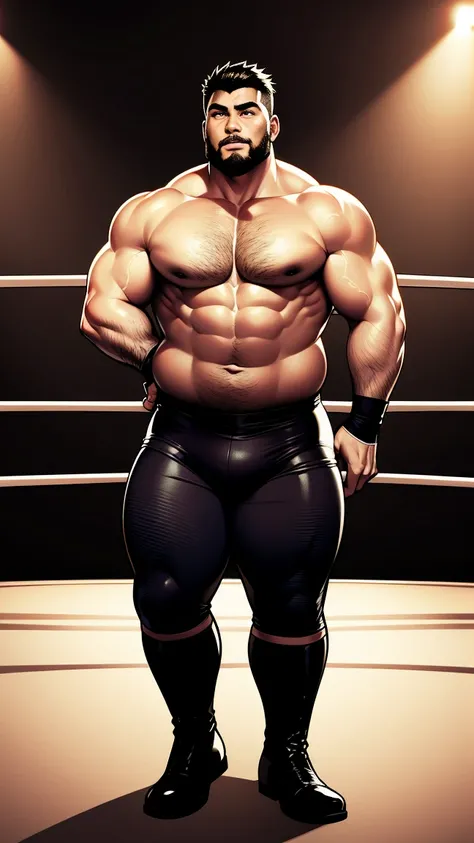 the only person，male people，Muscle wrestler，Muscular，Stout wrestler，Asian people，jpn，Uncles，60-year-old middle-aged man，Short hair details，Short hair details，Wrestling boots，Full body like，Panorama characters，WWE ring，WWE American professional wrestling，sp...