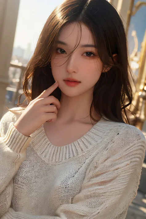 ultra high res,masterpiece,best quality,
very detailde face,detailed eyes,extremely intricate,perfect glossy shiny skins,perfect lighting,detailed lighting,dramatic shadows,ray tracing,
1girl,upper body,black sweater,looking at viewer,