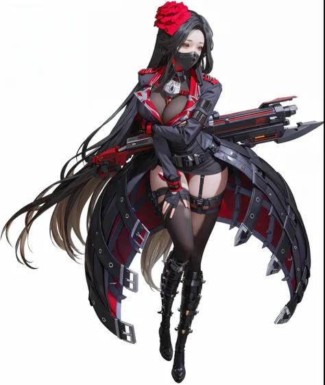 anime girl with a sword and a red rose in her hair, from arknights, from girls frontline, holy cyborg necromancer girl, katana zero video game character, official character art, fine details. girls frontline, female action anime girl, cushart krenz key art...