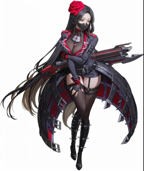 anime girl with a sword and a red rose in her hair, from arknights, from girls frontline, holy cyborg necromancer girl, katana zero video game character, official character art, fine details. girls frontline, female action anime girl, cushart krenz key art...