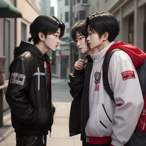 Hwang Hyunjin from stray kids and lee felix from stray kids looking at each other