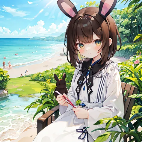 Transparent watercolor,girl with,Jewel Eyes,Beautiful arrangements and motifs、A slight smil、Originality、GAMECHARACTER DESIGN、ornamented、ren、 Detailed picture , depth of fields , Fantastic, Beauty、Transparency、Lustrous hair、GAMECHARACTER DESIGN、(one girls:1...