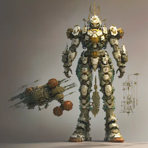 Multiple mechas,((Mechanical soldiers,Templated equipment,Simple folding shield and spear:1.3)),mechanical military power,（（land combat equipment,Black mecha shell,Chinese style armor,Thin exoskeleton armor,traction spike:1.4））,HUMANOID MACHINERY,mechanica...