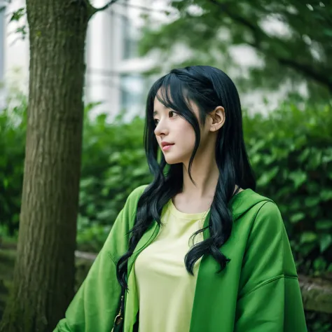 A dark-haired、the scythe、Green clothes