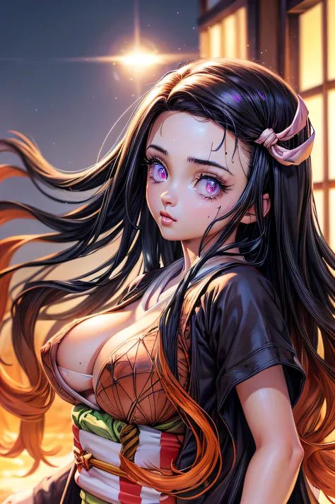 (Ultra Real), (Illustration), (High Resolution), (8K), (Very Detailed), (Best Illustration), (Beautiful Detailed Eyes), (Best Quality), (Ultra Detailed), (Masterpiece), (Wallpaper), (Detailed Face), Night Up Upper Body, Ice Cream,Long Hair,Solo,Simple Kimo...