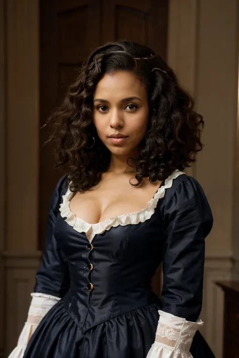 Kerry Washington, Broomhilda von Schaft, late 19th, United states in 19th, 19th century wealthy woman, Victorian Dress, afroamerican Woman, Frizzy hair, female Afro hair, masterpiece