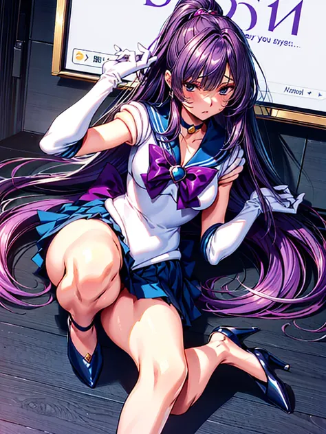 1girl in, ( (digital) ( ), medium breasts, (Sailor Moon Costumes)) , Best Quality, 、Hypnorola
Eyes in the sky、1girl in,Emotionless facial expressions,,(Very long straight hair:1.4)、Purple hair、Purple Absolute Short Mini Skirt、purple sailor collar、elbowglov...