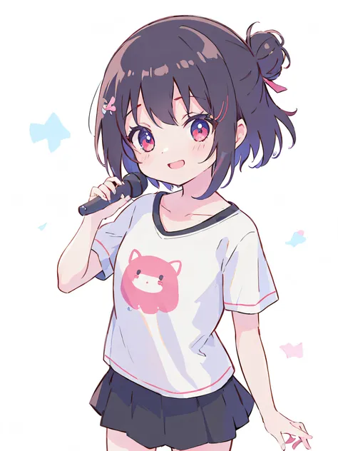 cute little girl s、wearing a t-shirt、her anime illustration face in soft color palette style、animated gif、hand-drawn animation、c...