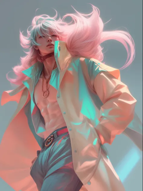 a man, in a dynamic pose wearing an expensive and fashionable outfit, designed by Gucci::3, tumblr, inspired by Yanjun Cheng style, digital art, internet boy lofi meme, trend in dezeen, catalog photo, 3 d render beeple, rhads and lois van baarle, cartoon s...