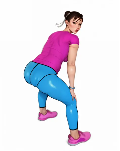 Upper, Midsection, Lower, SF6 Chun-Li sharp face, lips, compression shirt, deadass_dutchess hips, talfetish, panties, formfitting tight, tshirtandleggingsfetish, Intergluteal  cleft, interglutealcleft, grey leggings, buttcrack, asscrack, hipline pantyline,...