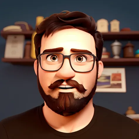 Um homem com barba estilo disney pixar, alta qualidade, melhor qualidade