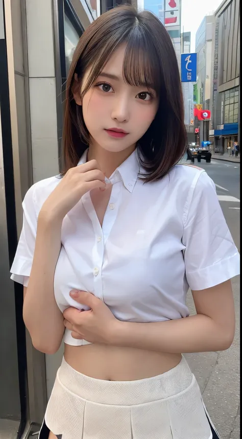 finely detail, hight resolution, hightquality、Perfect dynamic composition, Beautiful detailed eyes, Medium Hair, small tits、Natural Color Lip,Kamimei、Shibuya、20 years girl、1 persons、Transparent skin、Glowing hair、masutepiece, Best Quality, Ultra-detailed, f...