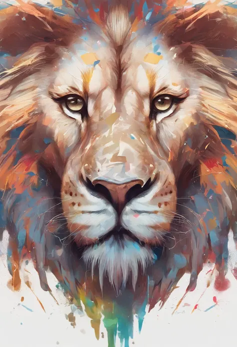 arte splash, a lion head, juba bem detalhada ((fundo branco)), olhos penetrantes, epic instagram, art-station, estilo splash de tinta colorida+, contorno, hiperdetalhado intricadamente detalhado, Motor irreal, genial, detalhes intrincados, tela inicial, co...