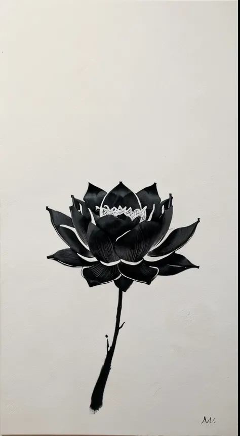 Lotus Flower，（Maximum amount of black space3:4），negative space, Ver o visualizador, pintura a tinta tradicional chinesa, chant ，, (master part, melhor qualidade:1.2)，8k，Wuchangshuo，(ECCHI0.5)，Leave black space