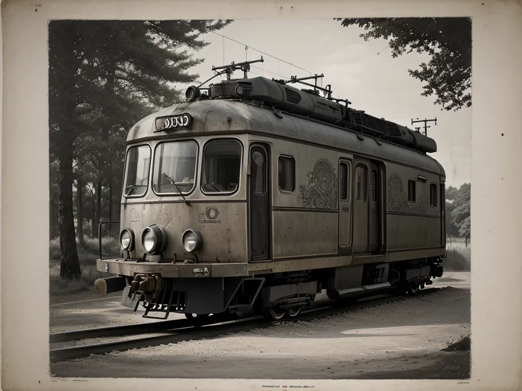 an ancient engraving depicting an armored train, old, the era of the 11th century, calm tones