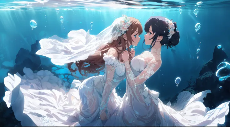 ((underwater photography, under water, underwater photo, In water, deep water,)), 8K resolution, Anime art wallpaper 4k, hd anime wallpaper,