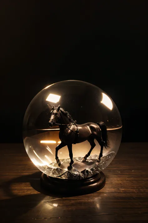 magic crystal ball, black horse, fantasy, Dark