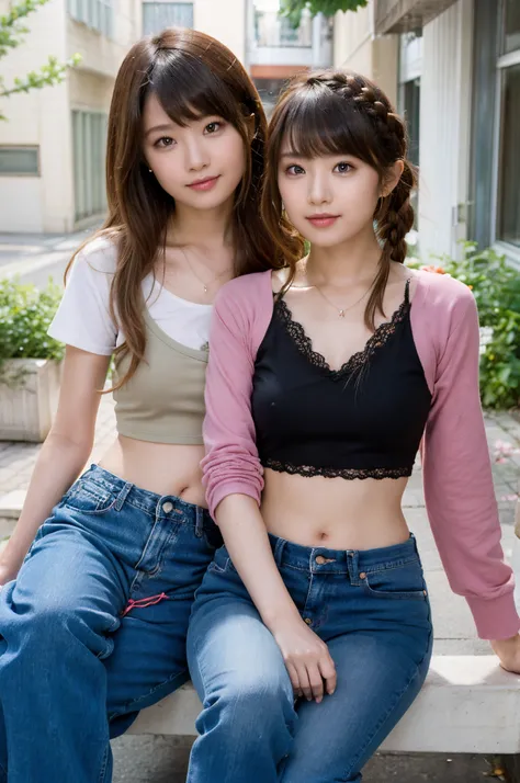 The proportions are the same for all races, All faces and pictures must be different,(ulzzang-6500-v1.3,pureeroface_v1,octane rendering),elegant pose,xxmix girl women, High level of image quality、Like a shot with an SLR、Super detailed illustration of two w...