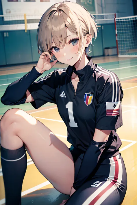 top-quality、Full limbs、complete fingers、Slender beauty、short-hair、bobhair、ssmile、knee high、Buruma、volleyball uniform