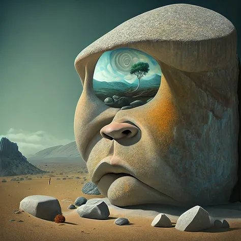 surreal art, stone age, stonepunkAI