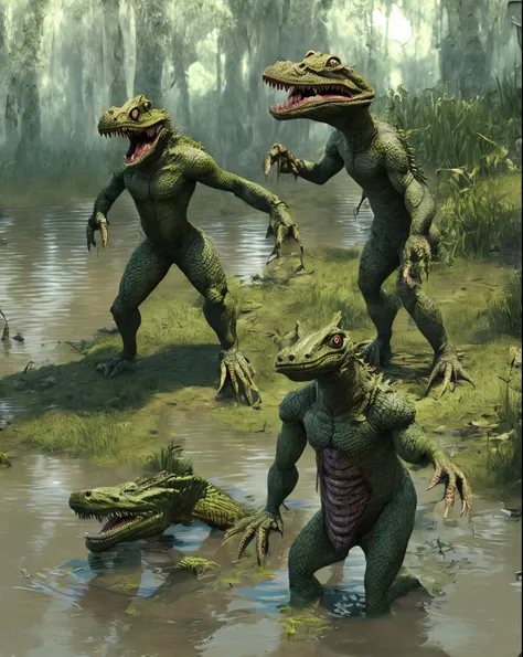 Lizardman hunting in swamp