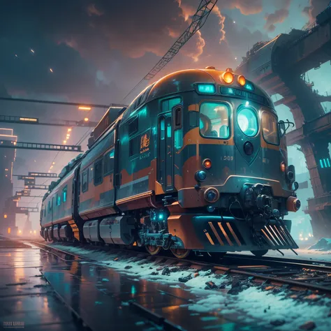 The best images, (8K, RAW photos, actual), trains, the milky way express, futuristic vehicle, Transformers steel train，optimus prime train，Lite version, iridescent metal plating, Detailed and delicate depictions and gorgeous and dynamic painting techniques...