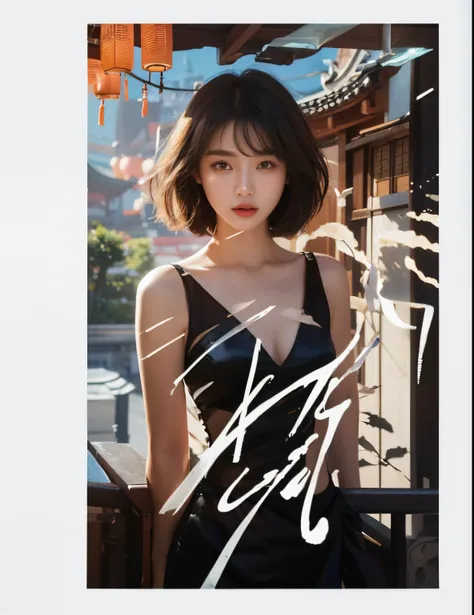 (Best quality, 8k, 32k, Masterpiece, UHD:1.2) "Produce a captivating art piece featuring a girl with a stylish bob haircut, illuminated by dramatic and cinematic lighting that accentuates the contours of her face and hair. Create an atmosphere that exudes ...