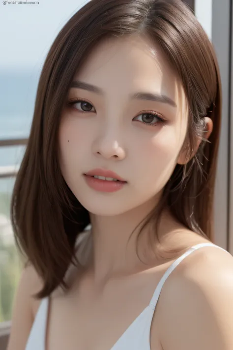 ((top quality, 8k, masterpiece: 1.3)), Sharp Focus: 1.2, Beautiful woman in perfect style, wearing a swimsuit sitting in bed: 1.4, perfect eyes, perfect iris, perfect lips, perfect teeth, perfect skin, no moles, water droplets on face, slender abs: 1.2, ((...