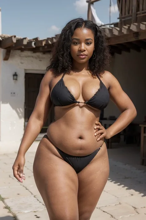 araffe femme ethnique africaine en bikini posant pour une photo, Bikini Boutinela, Bikini vert, Sling Bikini, Prise de vue du corps entier en bikini, Bikini minuscule, Bikini en métal, Bikini réaliste, habillé en ceinture bikini, Modèle de bikini, Bikini é...