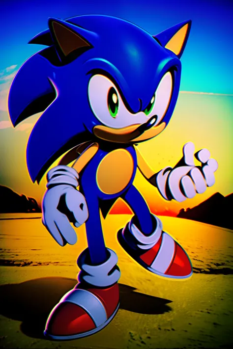 sonic the hedgehog on a tropical beach, from sonic, portrait of sonic the hedgehog, sonic oc, sonic hedgehog, sonic, hero pose colorful sunshine, sonic game, sonic the hedgehog, in the new action-movie sonic, sonic the hedgehog in a surreal, sonic power, m...