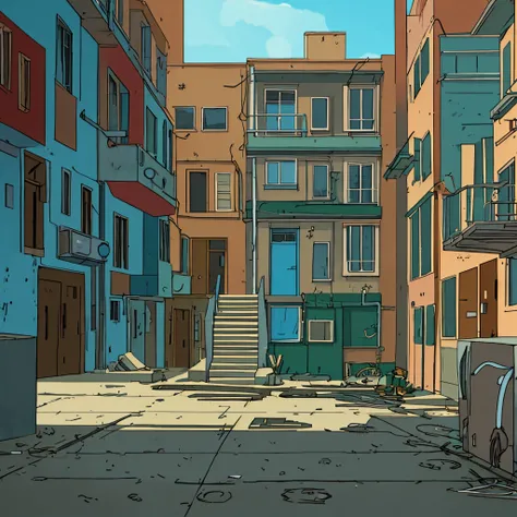 Empty ghetto place, 2d cartoon style