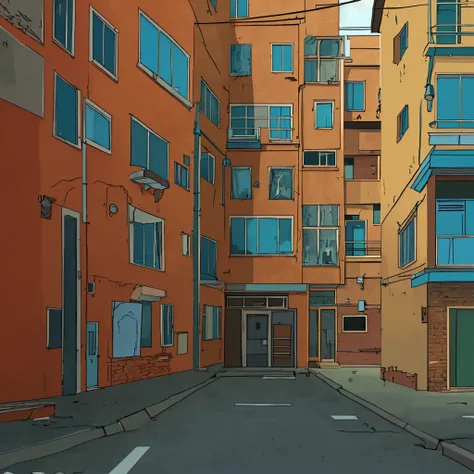 Empty ghetto place, 2d cartoon style