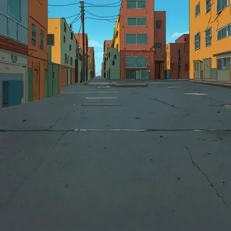 Empty ghetto city, 2d cartoon style