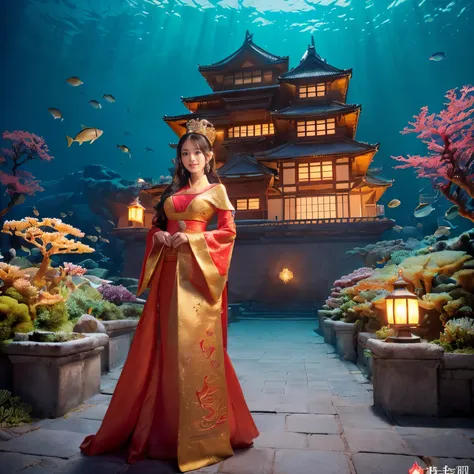 ((top-quality、masutepiece、8K、Top image quality、Highly complex and detailed depictions、super-fine、1 photo、The princess is the main character and the castle is in the background.))、((One Princess、Please take a photo of the princess&#39;The upper part of the ...